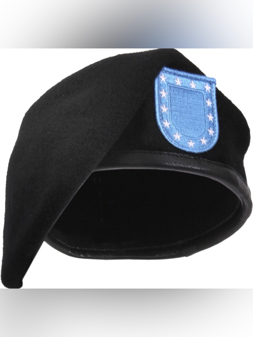 Rothco Black Military Inspection Ready Wool Beret Army Blue Flash Sz 7 1/2